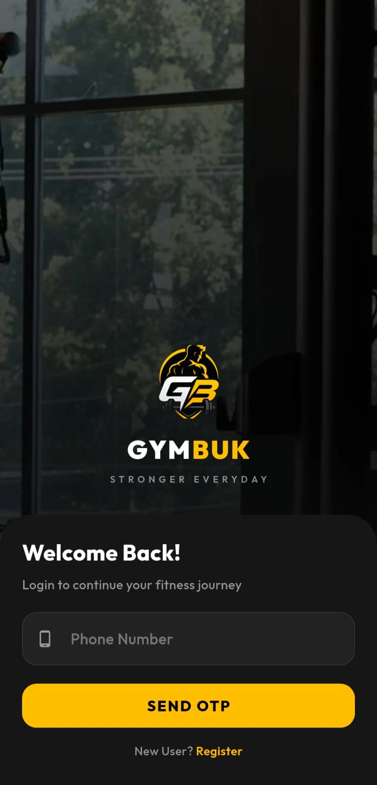 Gymbuk Gym Management Software Login Screen